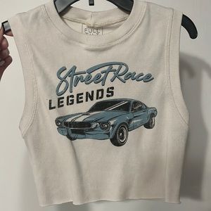 cut off sleeve cropped shirt